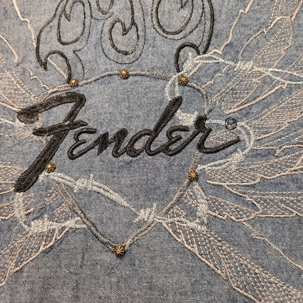 Fender Custom Shop Shirt Mens XL Blue Button Up Rock Roll Religion. Exc. - Picture 4 of 10